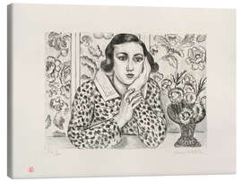 Obraz na płótnie Young Girl Leaning by Flowered Screen, 1923 - Henri Matisse