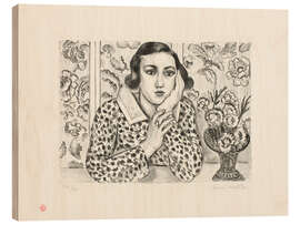 Wood print Young Girl Leaning by Flowered Screen, 1923 - Henri Matisse