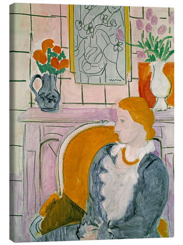 Quadro em tela Blue Dress in an Ochre Armchair, 1937