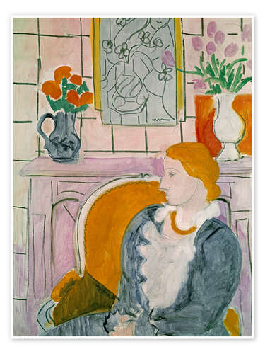 Plakat Blue Dress in an Ochre Armchair, 1937