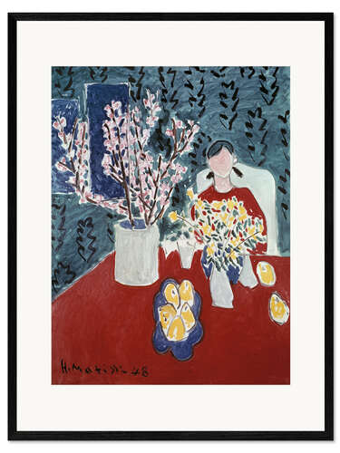 Kehystetty taidepainatus Plum Branches Against a Green Background, 1948
