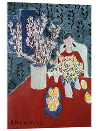 Tableau en plexi-alu Branches de prunier sur fond vert, 1948