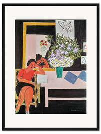 Gerahmter Kunstdruck Leserin vor schwarzem Hintergrund, 1939