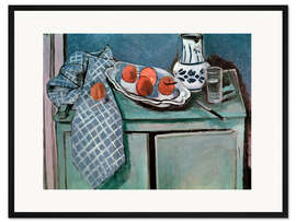 Gerahmter Kunstdruck Stillleben mit grünem Buffet, 1928