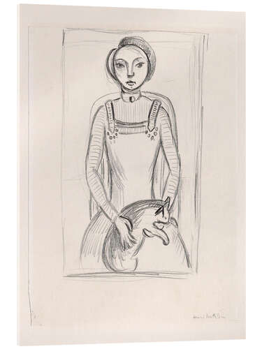Acrylglasbild Mädchen mit Katze, 1910