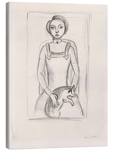 Leinwandbild Mädchen mit Katze, 1910