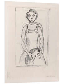 Hartschaumbild Mädchen mit Katze, 1910