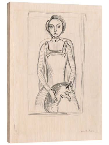 Holzbild Mädchen mit Katze, 1910