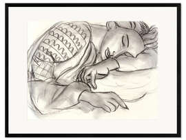 Ingelijste kunstdruk Sleeping Girl in Romanian Blouse, 1939