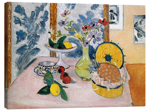 Canvastavla Still life with flowers, pineapple and lemon, 1925