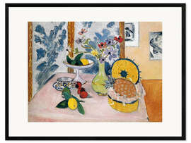 Impresión de arte enmarcada Still life with flowers, pineapple and lemon, 1925