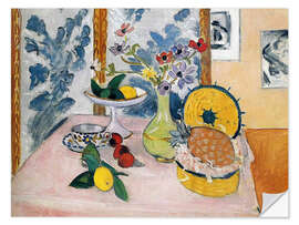 Selvklæbende plakat Still life with flowers, pineapple and lemon, 1925