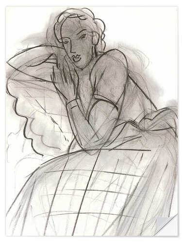 Selvklæbende plakat Sleeping girl in Romanian blouse, 1939
