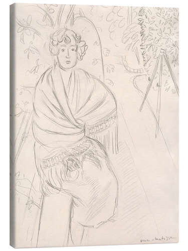 Lienzo Woman with a Shawl, in a Garden, 1918