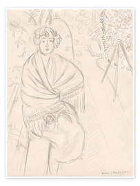 Wall print Woman with a Shawl, in a Garden, 1918 - Henri Matisse