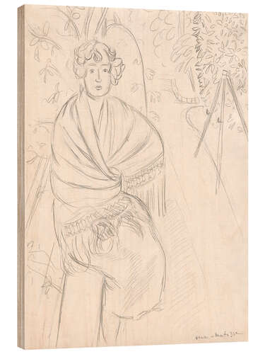 Wood print Woman with a Shawl, in a Garden, 1918