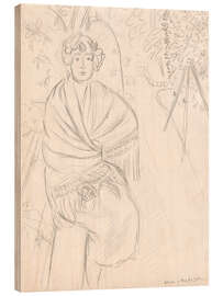 Wood print Woman with a Shawl, in a Garden, 1918 - Henri Matisse