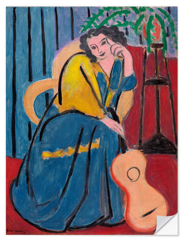 Sisustustarra Girl in Yellow and Blue with Guitar, 1939