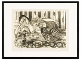 Impression artistique encadrée Odalisque en pantalon de satin rouge, 1925