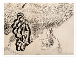 Wall print Girl in Plumed Hat (Antoinette), 1919 - Henri Matisse