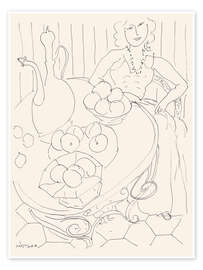 Wall print Woman Seated at a Table with Fruit and Pitcher, 1944 - Henri Matisse