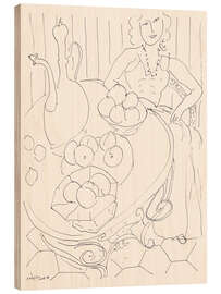 Wood print Woman Seated at a Table with Fruit and Pitcher, 1944 - Henri Matisse