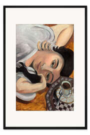 Gerahmter Kunstdruck Laurette mit einer Tasse Kaffee, 1916