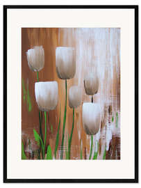 Ingelijste kunstdruk White tulips