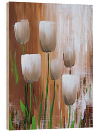 Holzbild Weiße Tulpen