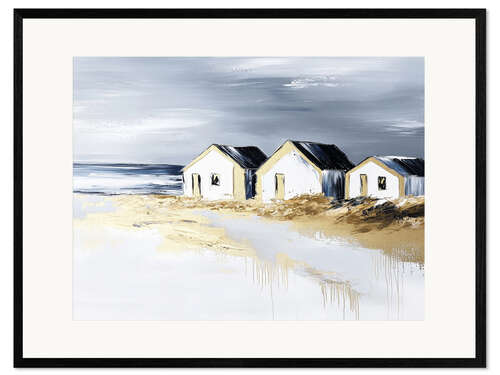 Gerahmter Kunstdruck Drei Strandhäuser