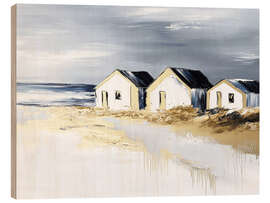 Print på træ Three Beach Houses - DejaReve