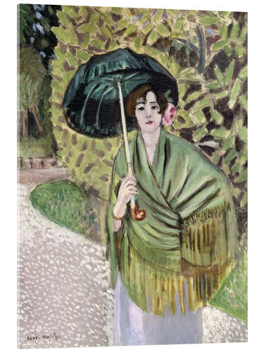 Tableau en verre acrylique Femme au parasol vert, 1920