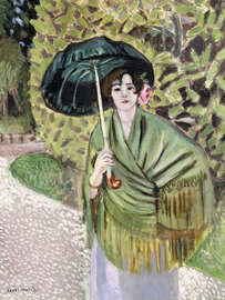 Magnettafel Frau mit grünem Sonnenschirm, 1920