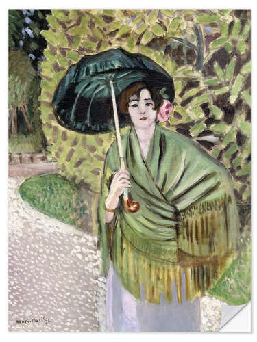 Självhäftande poster Woman with Green Parasol, 1920