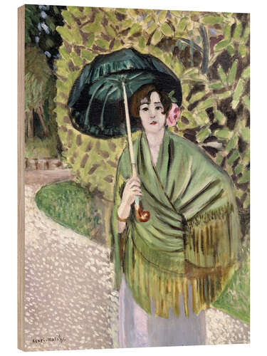 Wood print Woman with Green Parasol, 1920