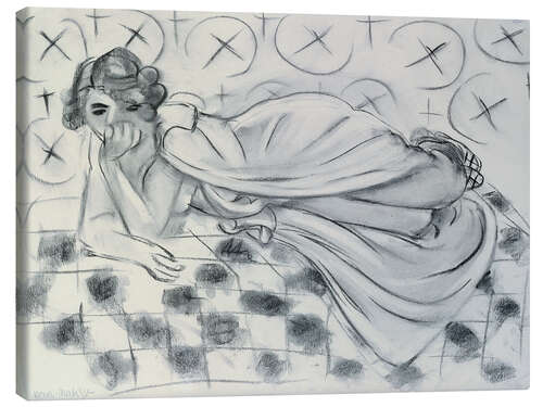 Leinwandbild Draped Figure Lying on a Black Checkered Sofa, 1929