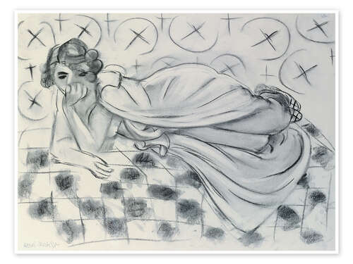 Poster Draped Figure Lying on a Black Checkered Sofa, 1929