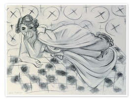Wall print Draped Figure Lying on a Black Checkered Sofa, 1929 - Henri Matisse