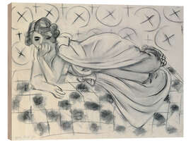 Holzbild Draped Figure Lying on a Black Checkered Sofa, 1929 - Henri Matisse