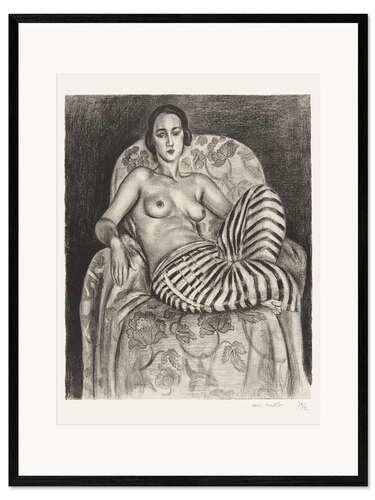 Ingelijste kunstdruk Large Odalisque in Striped Pantaloons, 1925