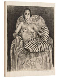 Tableau en bois Grande odalisque en pantalon rayé, 1925