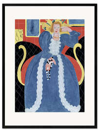 Gerahmter Kunstdruck Frau in Blau, 1937