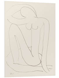 Hartschaumbild Sitzende Frau mit Arm auf Kopf