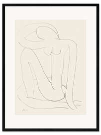 Gerahmter Kunstdruck Sitzende Frau mit Arm auf Kopf