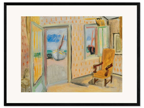 Impression artistique encadrée Vue intérieure, porte ouverte, c920