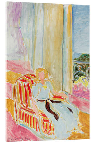 Tableau en verre acrylique Fille en robe blanche, assise à la fenêtre, 1942