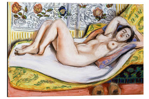 Alubild Akt auf einem gelben Sofa, 1924