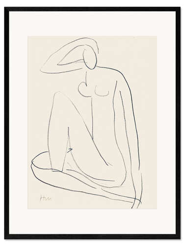Gerahmter Kunstdruck Sitzende Frauenfigur, 1952