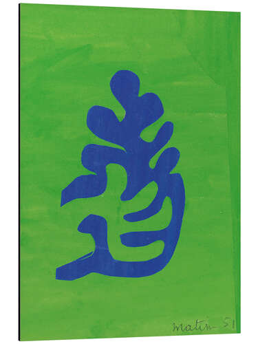 Aluminium print Small Blue Arabesque on Green Background, 1951