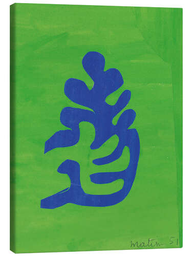 Stampa su tela Small Blue Arabesque on Green Background, 1951